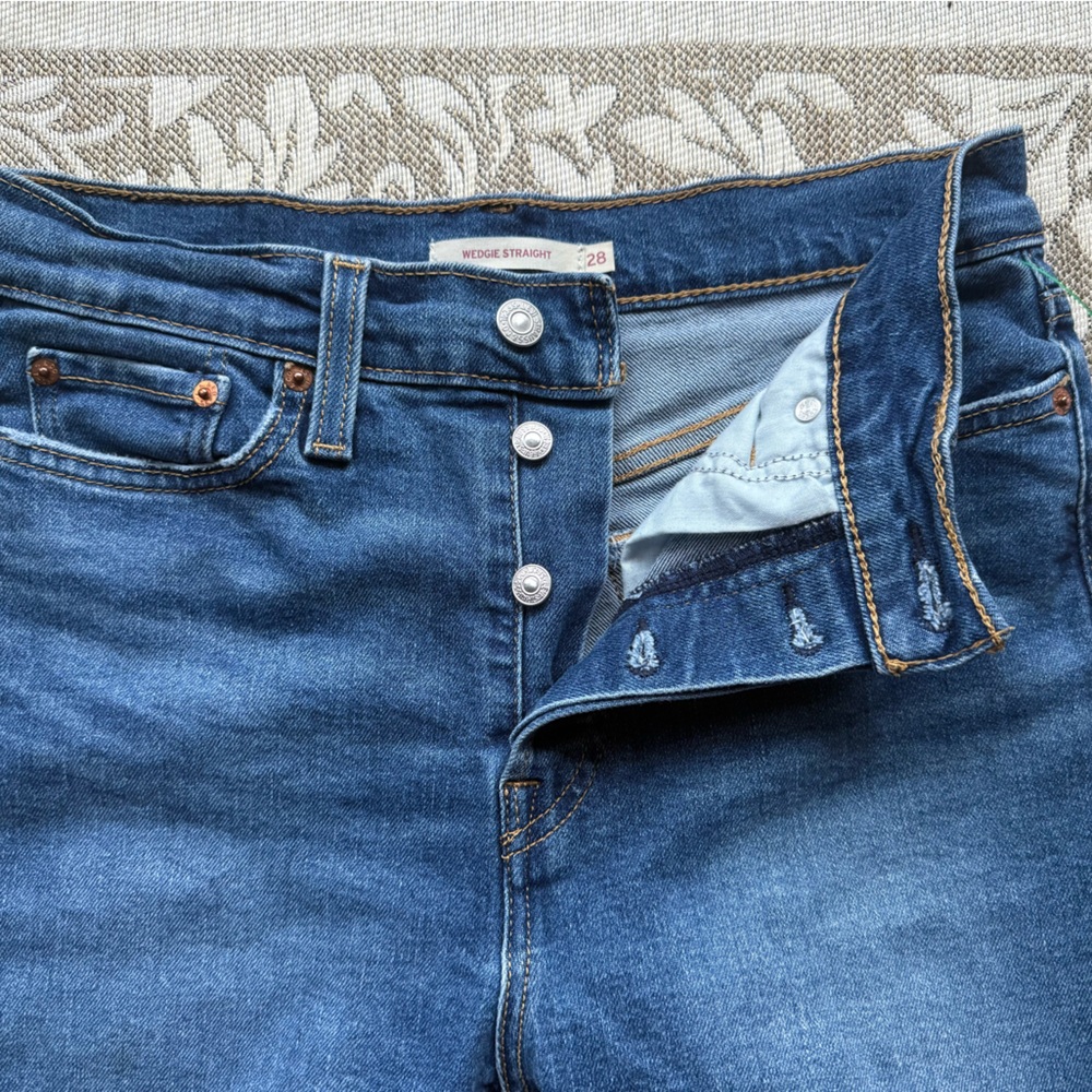 Levi's High Rise Button-Fly Jeans in Deep Blue